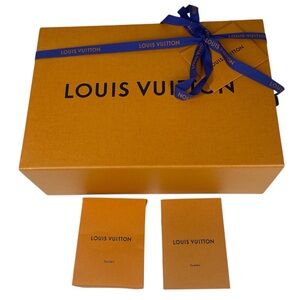 Louis Vuitton Empty Shoe Box & Booklet Ribbon Gift Storage Orange 11.5x8x4.25